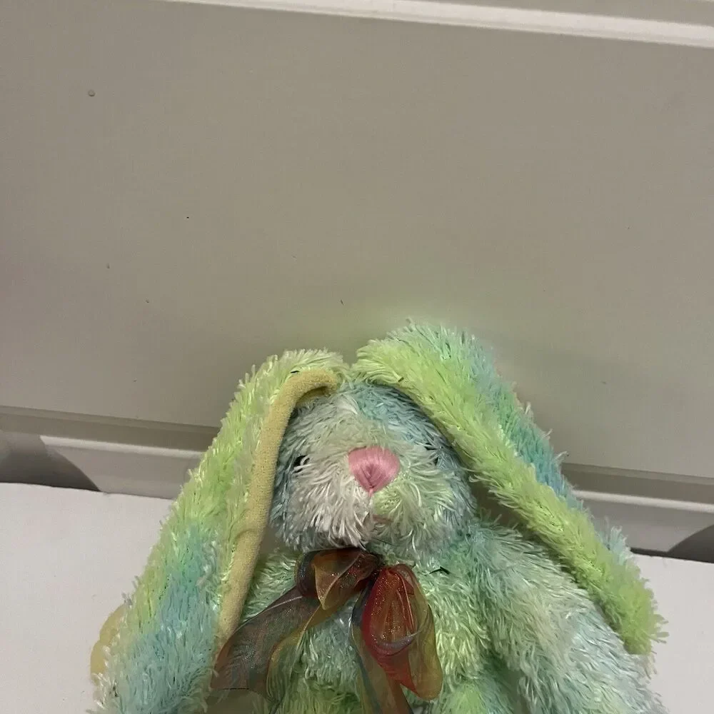 Atico International Green Tie Dye Fuzzy Bunny Rabbit Plush 7